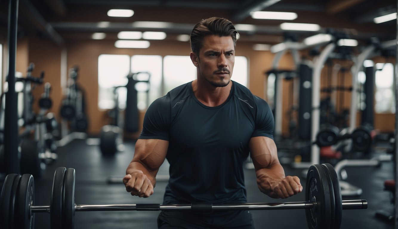 Athletes training in a gym with various equipment, performing exercises to improve strength and endurance